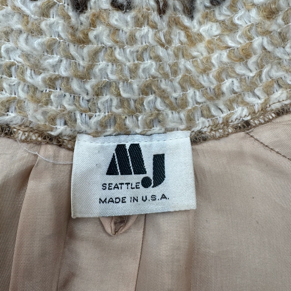 Vintage MJ Seattle Mohair Wool Coat Duster Oversized Long Neutral USA Made Size - Picture 7 of 9